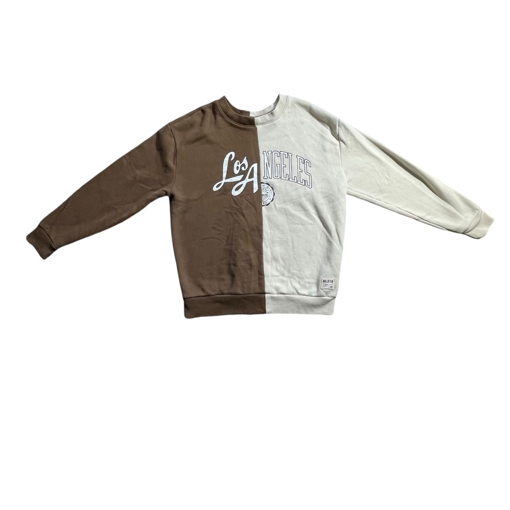 Vintage Spliced Sweatshirt Women’s XS Hollister Neutrals Fall Casual Top 90s Y2K